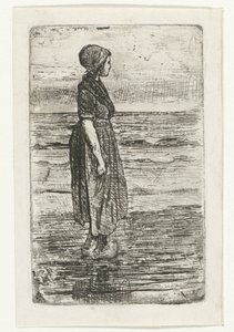 Femme debout sur la plage - Jozef Israëls