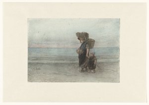 Femme avec enfant, marchant sur la plage - Jozef Israëls