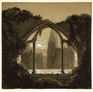 Cathédrale gothique vue à travers les ruines d