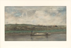 Bateau de sable naviguant à travers un paysage vallonné - Jozef Neuhuys