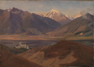 Paysage de montagne à Venosta avec le château de Coira et la montagne Ortles