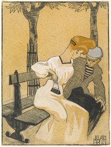 Homme et femme sur un banc - Juan Gris