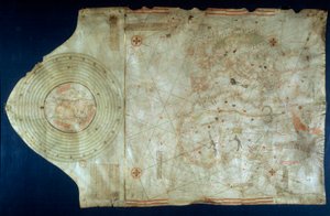 Carte marine de Juan de la Cosa (1460-1510), cartographe compagnon du navigateur Christophe Colomb (1451-1506)