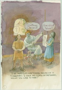 Deux personnages parlant à un maître artisan et mosaïste, 2003