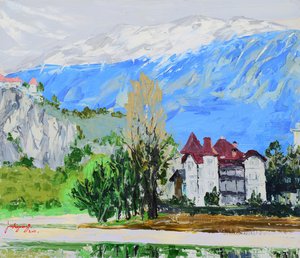 Vue sur le château depuis le lac alpin - Jukyong Park