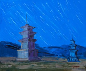 Ciel nocturne au-dessus des anciennes pagodes - Jukyong Park