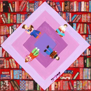 Les lecteurs de la bibliothèque, dans une ambiance chaleureuse - Jukyong Park