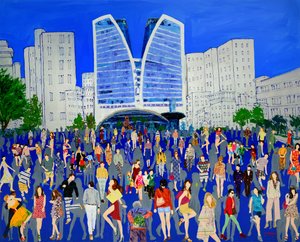 Une foule animée en ville