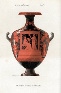 Vase grec décorant une femme à sa toilette - Jules (after) Cheret