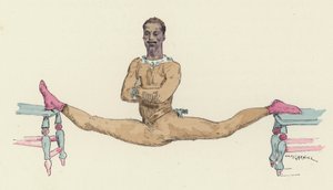 Gymnaste masculin faisant le grand écart