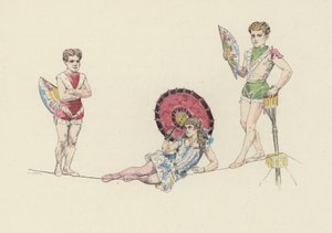 Artistes de la corde raide (lithographie en couleur) - Jules Arsene (after) Garnier