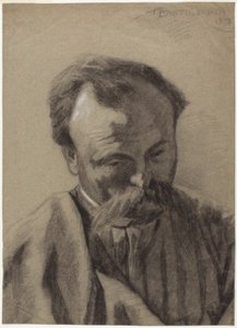 Autoportrait, vers 1877 (craie noire rehaussée de craie blanche, sur papier vergé gris)