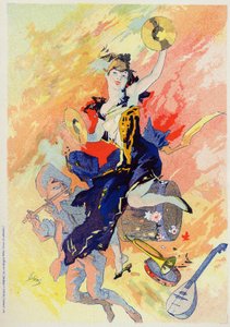 Art. Divertissement. La Musique. Allégorie par Jules Chéret, France, vers 1890 - Jules Cheret