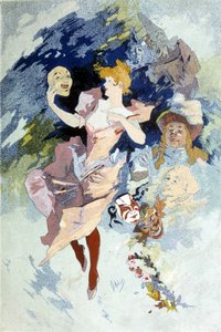 Dessin par Cherret pour le Carnaval de la fin du XIXe siècle - Jules Cheret