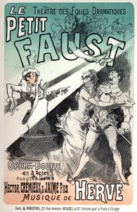 Musique. Le petit Faust, opérette par Hervé. Affiche par Jules Chéret pour une représentation à Paris - Jules Cheret