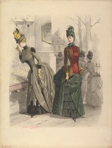 Deux femmes en robes de jour : Dessin préparatoire pour une planche de mode, 19 octobre 1886