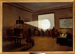 Projection de microfilms sur la télégraphie centrale en novembre 1870