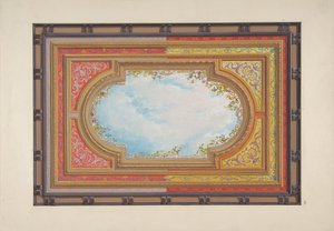 Conception pour un plafond peint avec des nuages en trompe-l