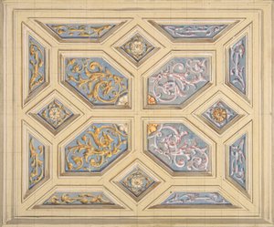 Conception pour un plafond à caissons décoré de rinceaux, 1840-97 - Jules Edmond Charles Lachaise and Eugène Pierre Gourdet