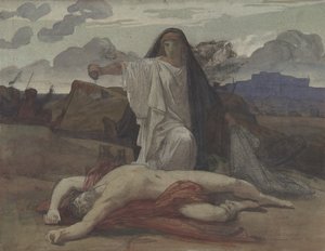 Antigone Donne une Sépulture Symbolique au Corps de son Frère Polynice, 1835-98 - Jules Eugene Lenepveu