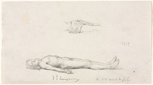 Esquisse du Christ mort, et esquisse de détail du pagne - Jules Eugene Lenepveu
