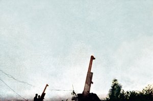 Canons antiaériens en action : depuis le 21 février, 25 avions et un ballon dragon ont été abattus par les batteries, Verdun, septembre 1916