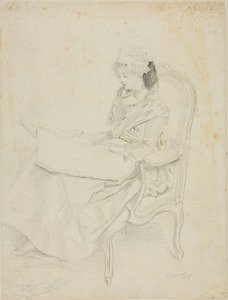 Jeune femme assise lisant - Jules Jacquet