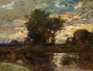 Ciel du soir sur une eau stagnante - Jules Louis Dupré