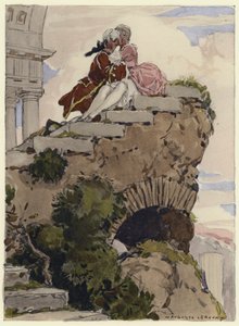 Illustration pour les mémoires de Casanova (lithographie couleur) - Jules Marie Auguste Leroux