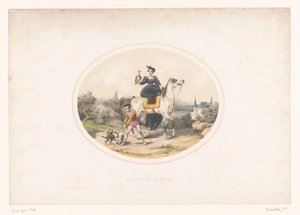 Dame noble à cheval avec un faucon