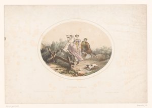 Dame noble sautant une barrière à cheval (La barrière franchie) - Jules Marie Desandre