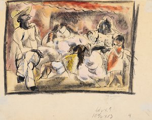 Un homme, deux femmes, deux enfants - Jules Pascin
