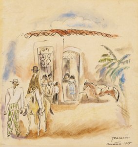 Groupe de figures, Homme avec pantalon à carreaux verts