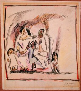 Mère, père et trois enfants