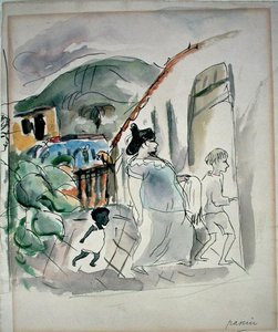 Femme et deux enfants - Jules Pascin