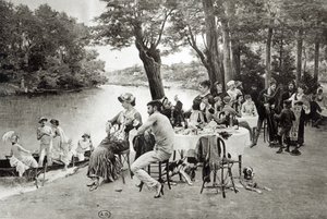 Scène sur la rive de la rivière Marne