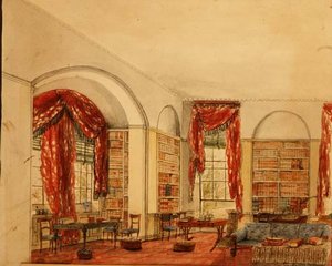 Vue latérale de la bibliothèque à Aynhoe