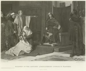 Baldwin de la Hache rendant justice en Flandre (gravure) - Juliaan de Vriendt