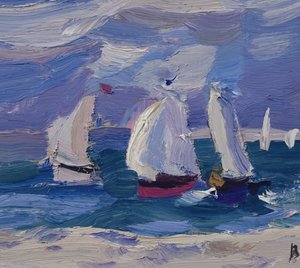 Dériveurs en course dans le port de Poole