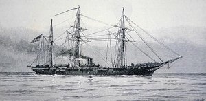 Sloop de guerre américain "Kearsage" de la marine fédérale (gravure) - Julian Oliver (after) Davidson