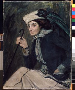 Femme avec un bâton
