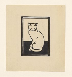 Chat assis aux yeux fermés
