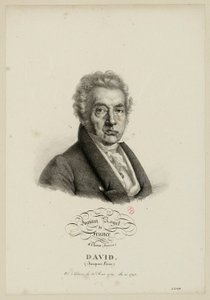 Institut royal de France, 4e classe. (Peinture.) David, (Jacques-Louis.) Né à Paris, le 30 août 1749, élu en 1796. - Julien Leopold Boilly