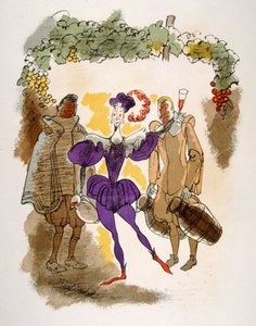 Illustration humoristique sur le vin 1946