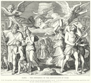 Babel, la dispersion des descendants de Noé - Julius (after) Schnorr von Carolsfeld