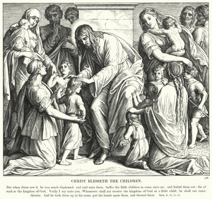 Le Christ bénit les enfants (gravure) - Julius (after) Schnorr von Carolsfeld
