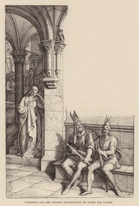 Criemhild et ses chevaliers déconcertés par Hagen et Volker