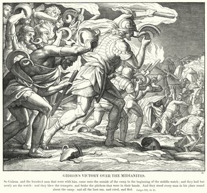 La victoire de Gédéon sur les Madianites (gravure) - Julius (after) Schnorr von Carolsfeld