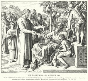 Dieu magnifie et bénit Job (gravure) - Julius (after) Schnorr von Carolsfeld