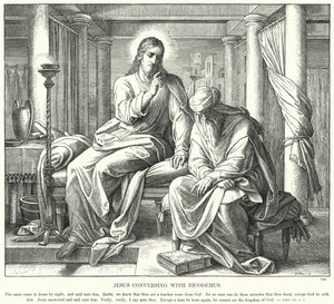 Jésus conversant avec Nicodème (gravure) - Julius (after) Schnorr von Carolsfeld
